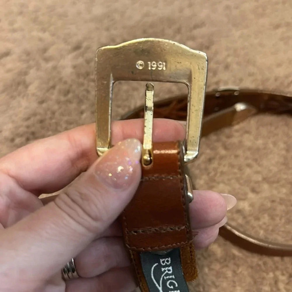 Brighton 1991 Brown Leather Belt with Silver Piece Accents Size Medium main image 4